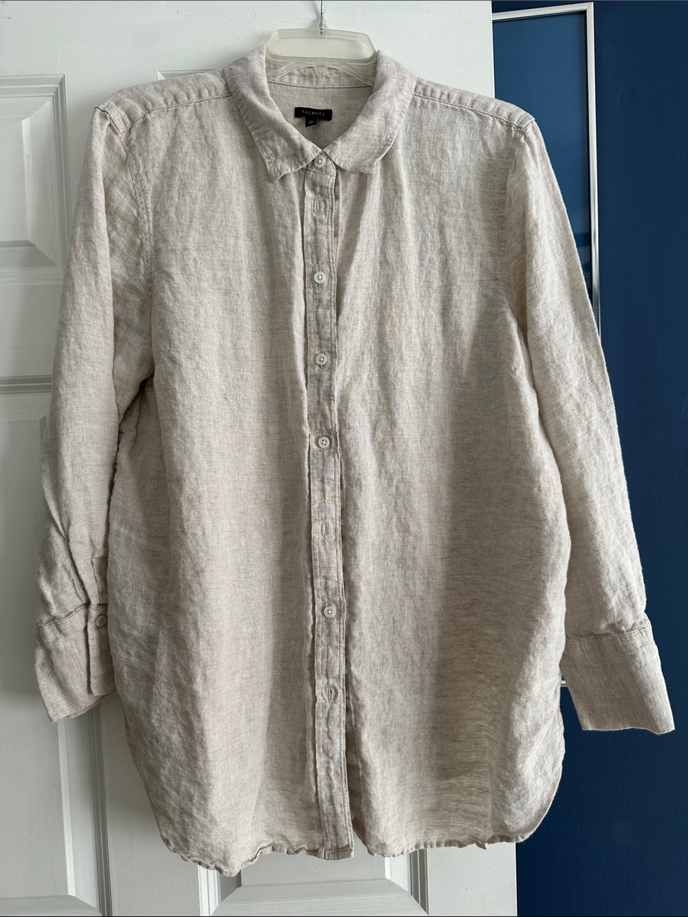 Talbots Natural Linen Button-Down Shirt - Light Beige